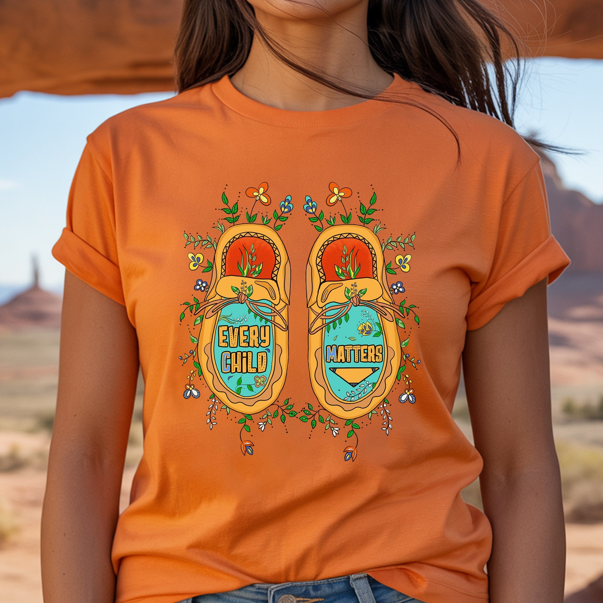 Every Child Matters Floral Moccasins For Orange Shirt Day Unisex T-Shirt/Hoodie/Sweatshirt 218