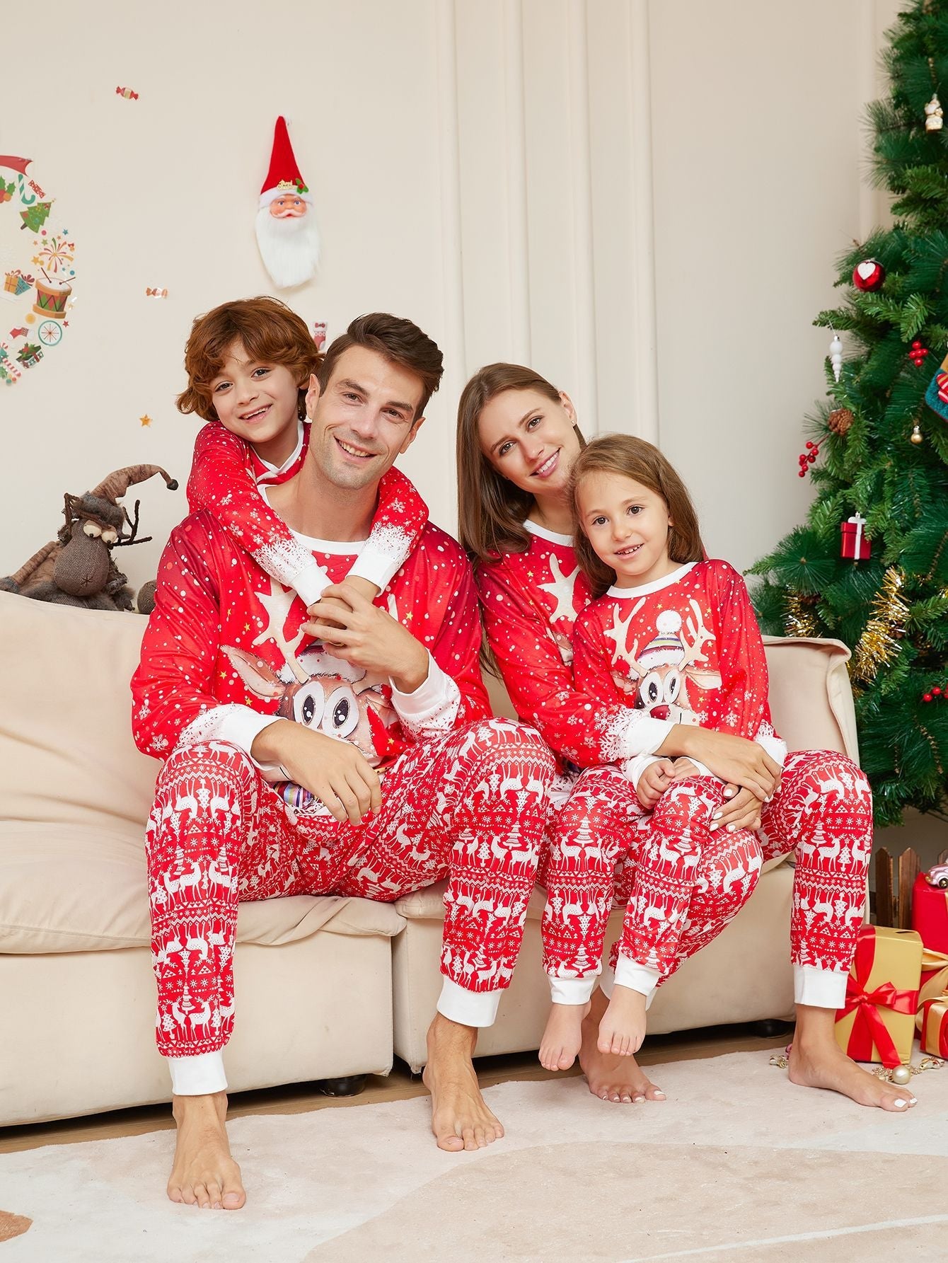Snow Elk Matching Family Christmas Pajamas (Dog Pajamas Included)
