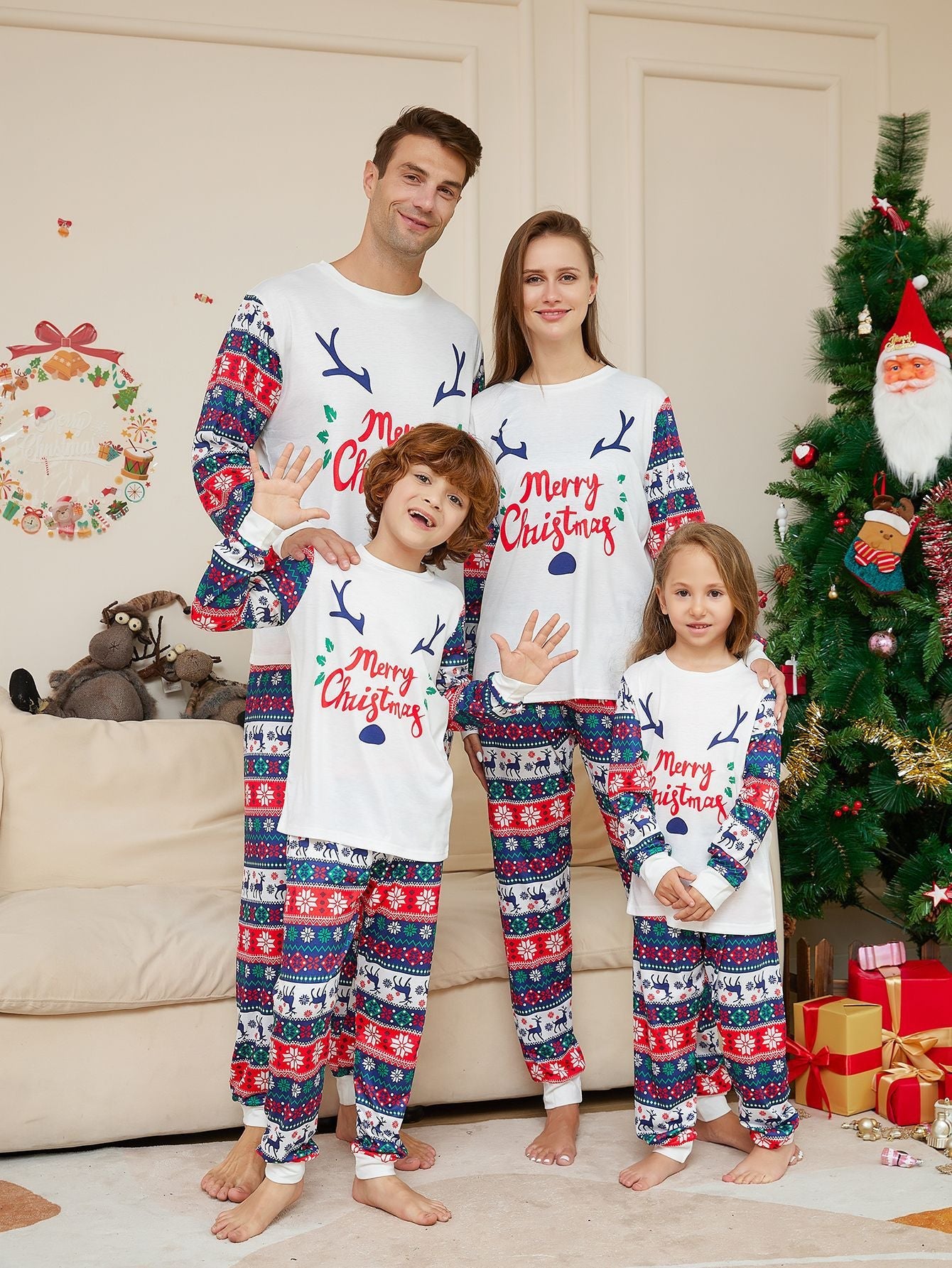 Christmas Checkered Deer Matching Family Christmas Pajamas | Adults, Kids & Dog Pajamas