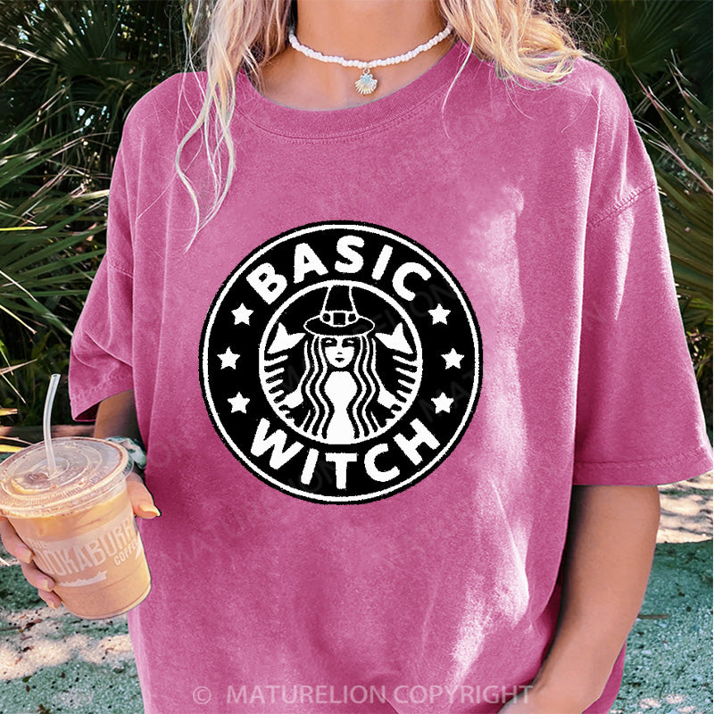Maturelion Women's T-shirt Basic Witch DTG Washed T-shirt