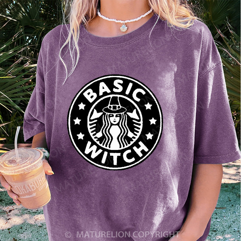 Maturelion Women's T-shirt Basic Witch DTG Washed T-shirt