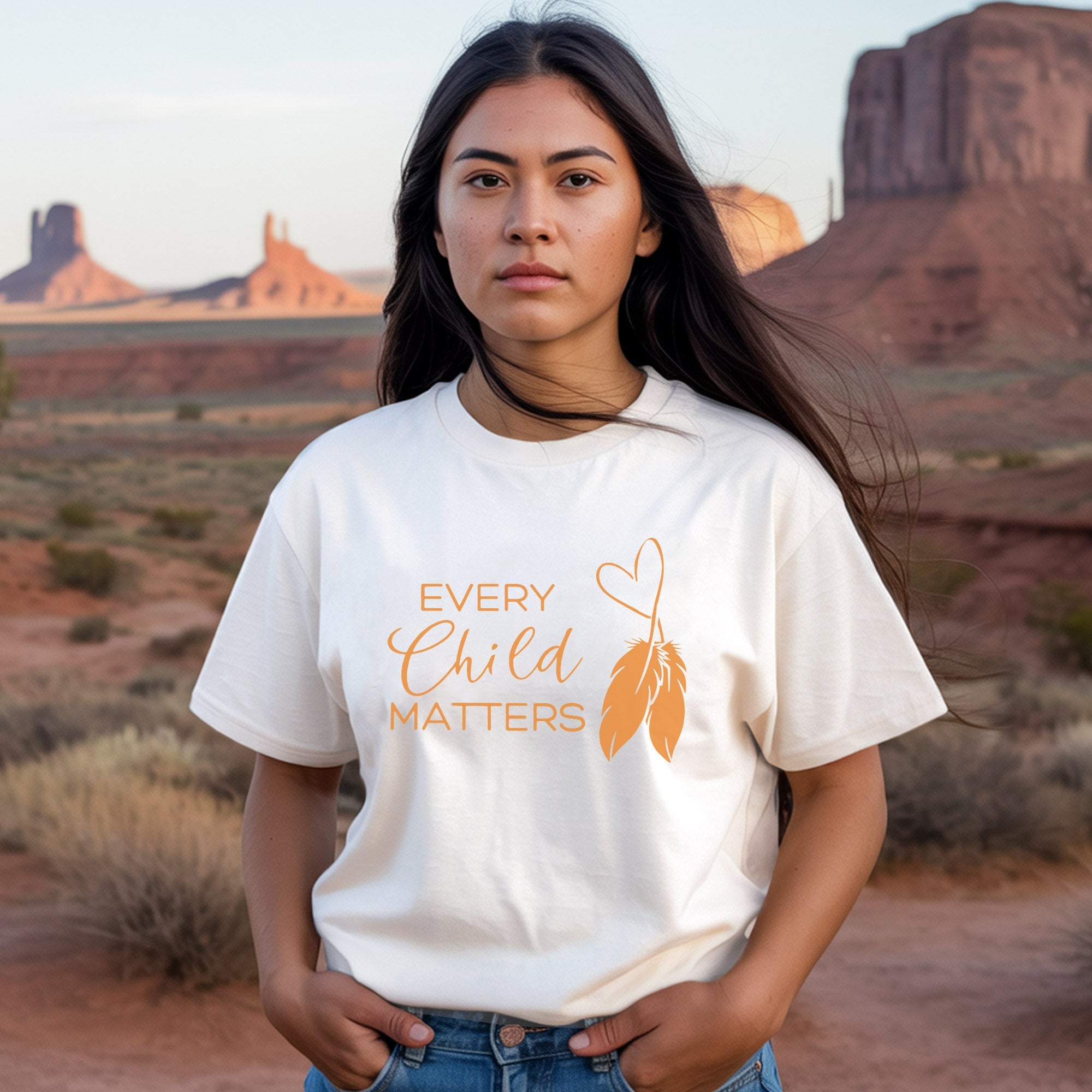 Every Child Matters Minimalist Heart Feather Design Unisex T-Shirt/Hoodie/Sweatshirt