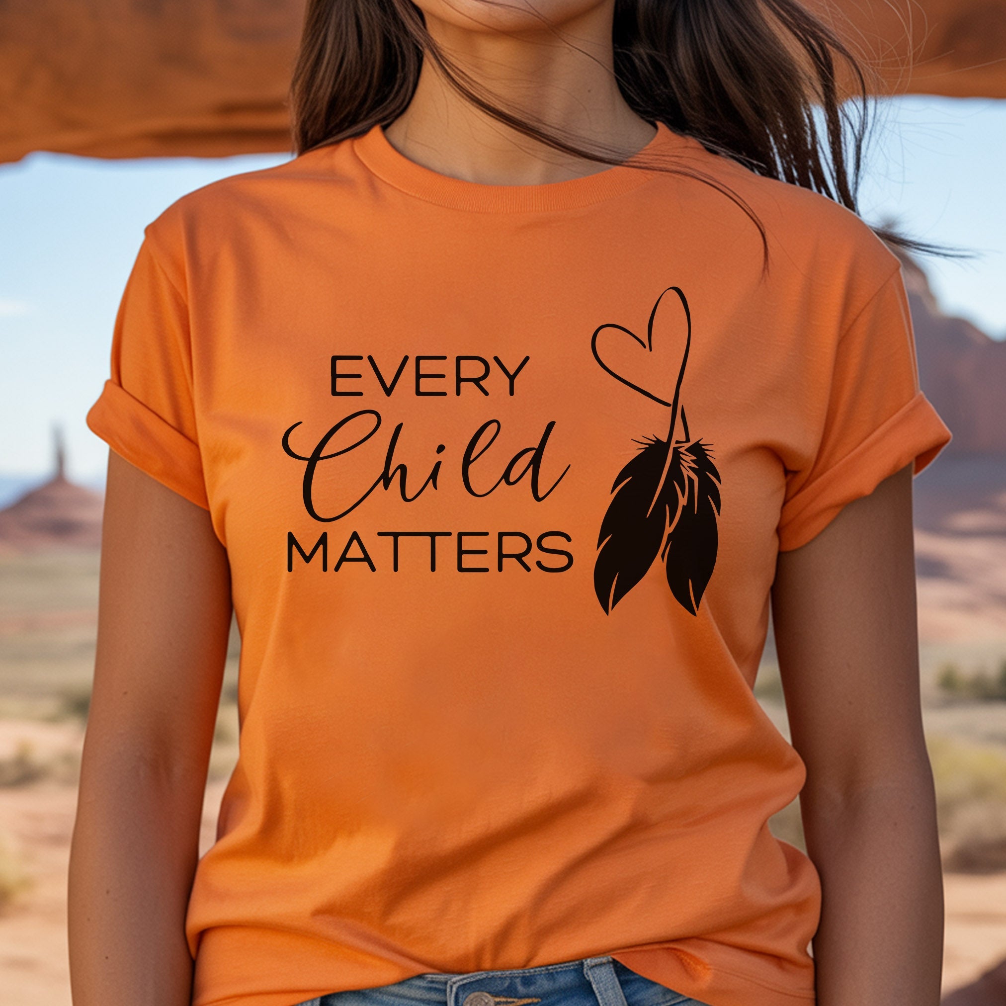 Every Child Matters Minimalist Heart Feather Design Unisex T-Shirt/Hoodie/Sweatshirt