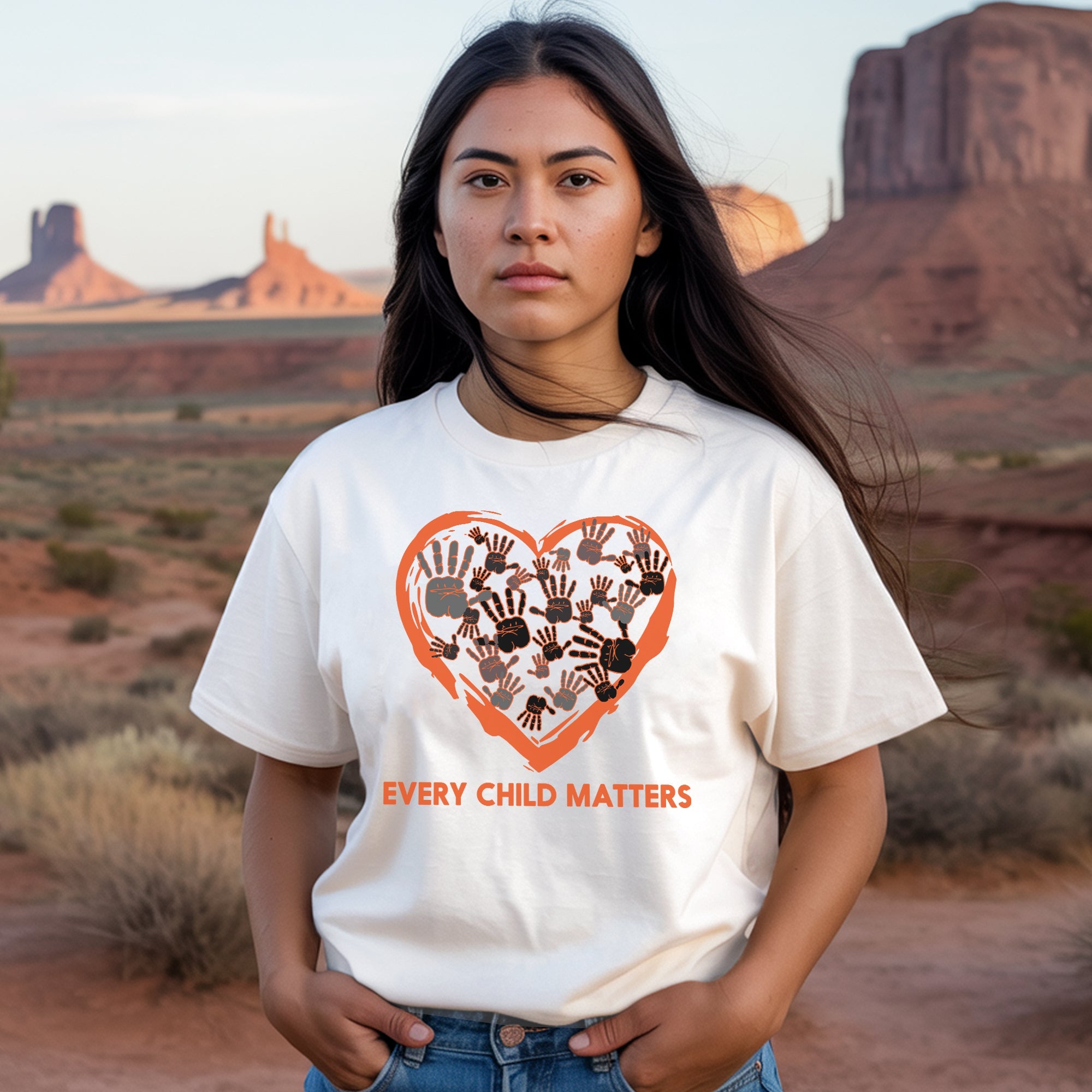 Every Child Matters Handprint Heart For Orange Shirt Day Unisex T-Shirt/Hoodie/Sweatshirt