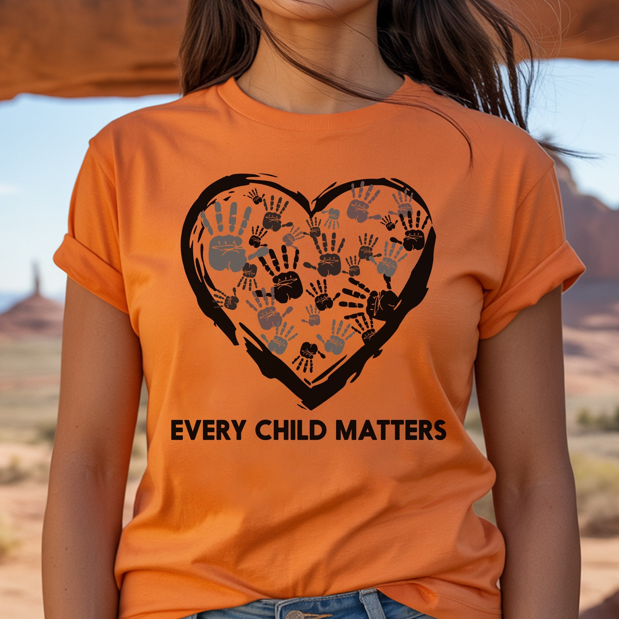 Every Child Matters Handprint Heart For Orange Shirt Day Unisex T-Shirt/Hoodie/Sweatshirt