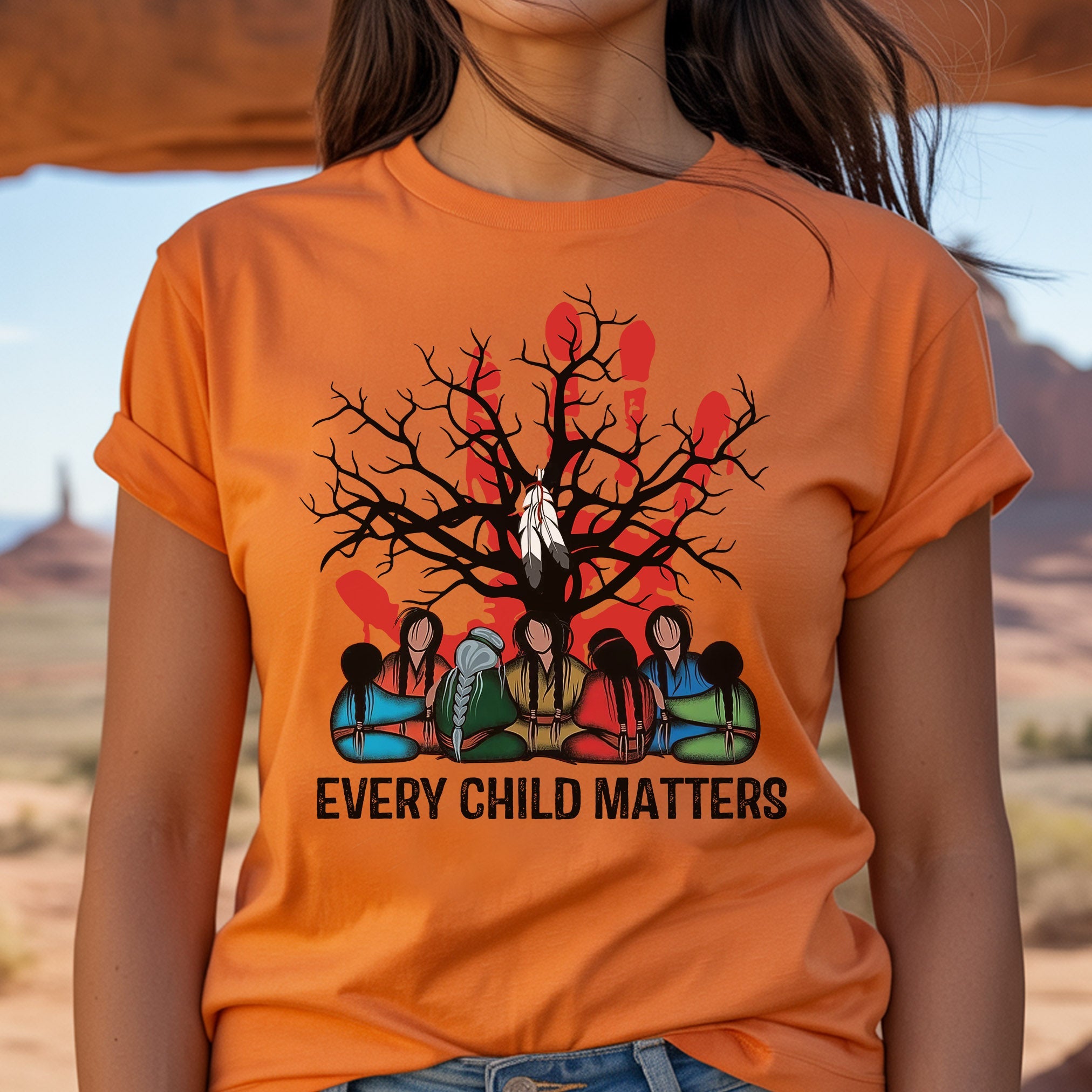 Every Child Matters Indigenous Roots Red Hand Design For Orange Shirt Day Unisex T-Shirt/Hoodie/Sweatshirt