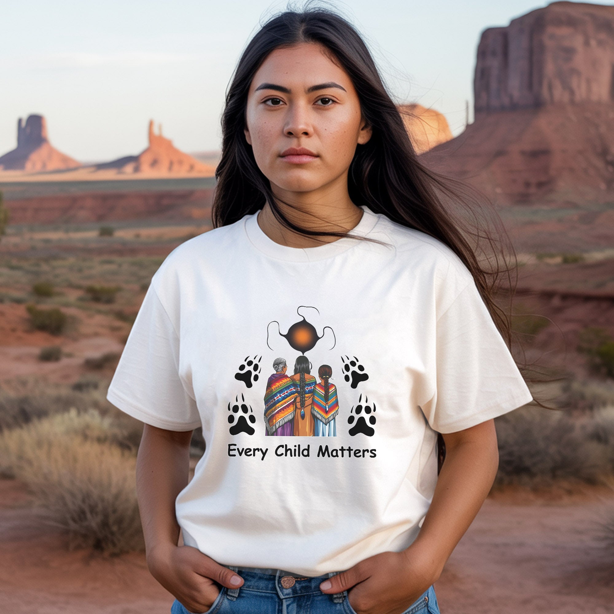 Every Child Matters Native Women & Bear Paw Design Unisex T-Shirt/Hoodie/Sweatshirt