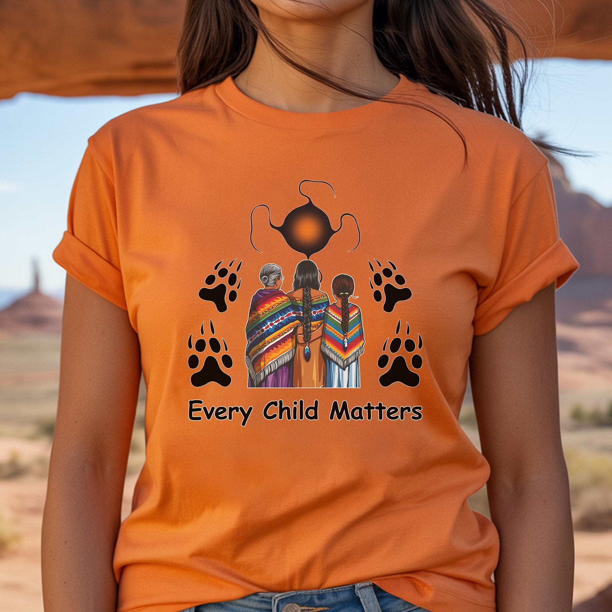Every Child Matters Native Women & Bear Paw Design Unisex T-Shirt/Hoodie/Sweatshirt