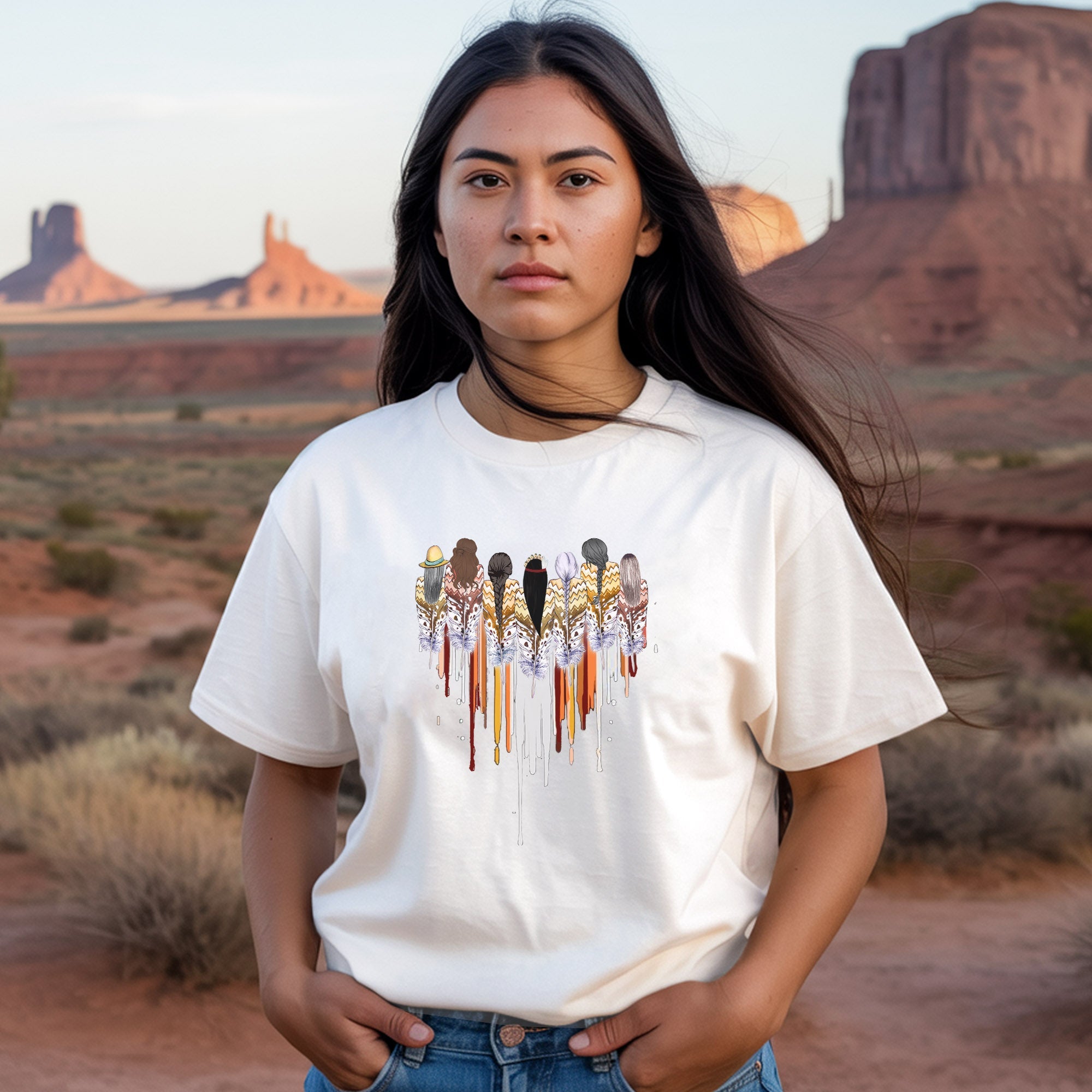 Every Child Matters Braided Women Feather Drip Design Unisex T-Shirt/Hoodie/Sweatshirt