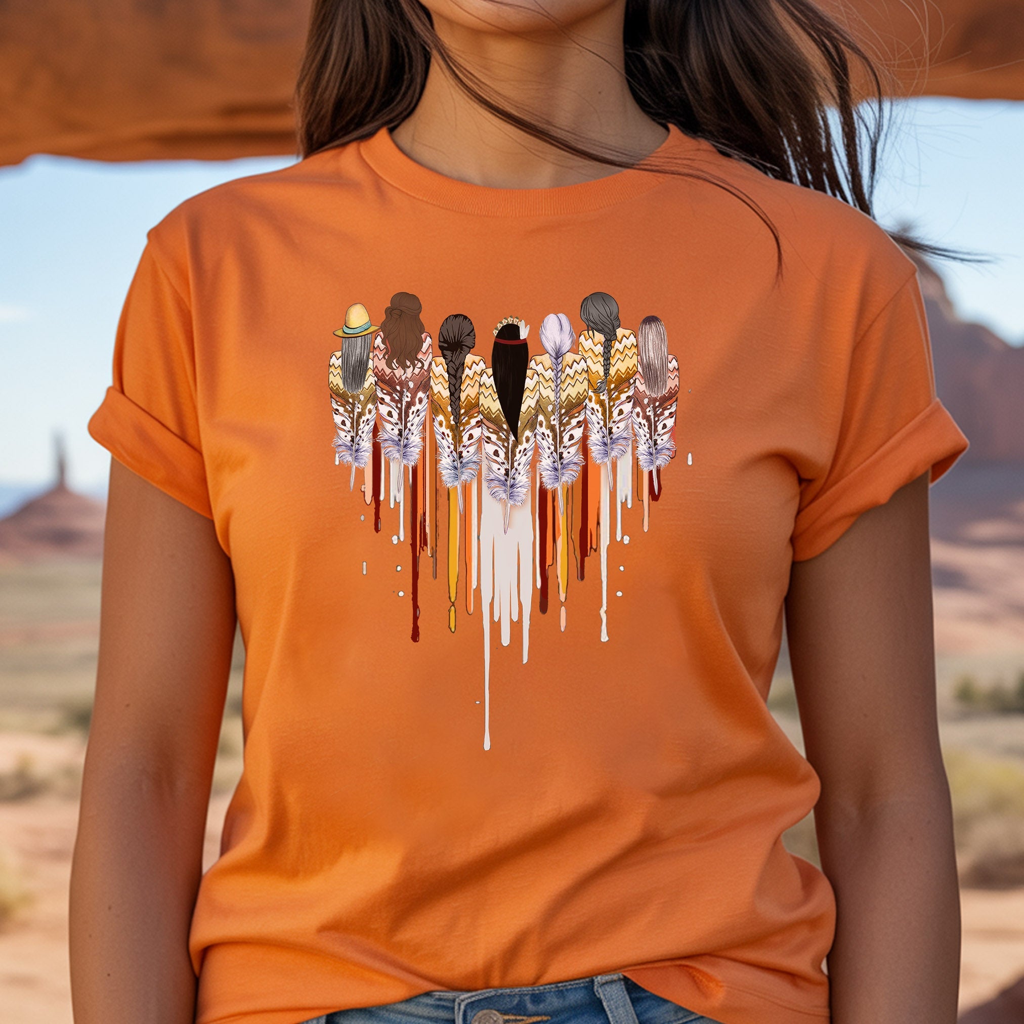 Every Child Matters Braided Women Feather Drip Design Unisex T-Shirt/Hoodie/Sweatshirt