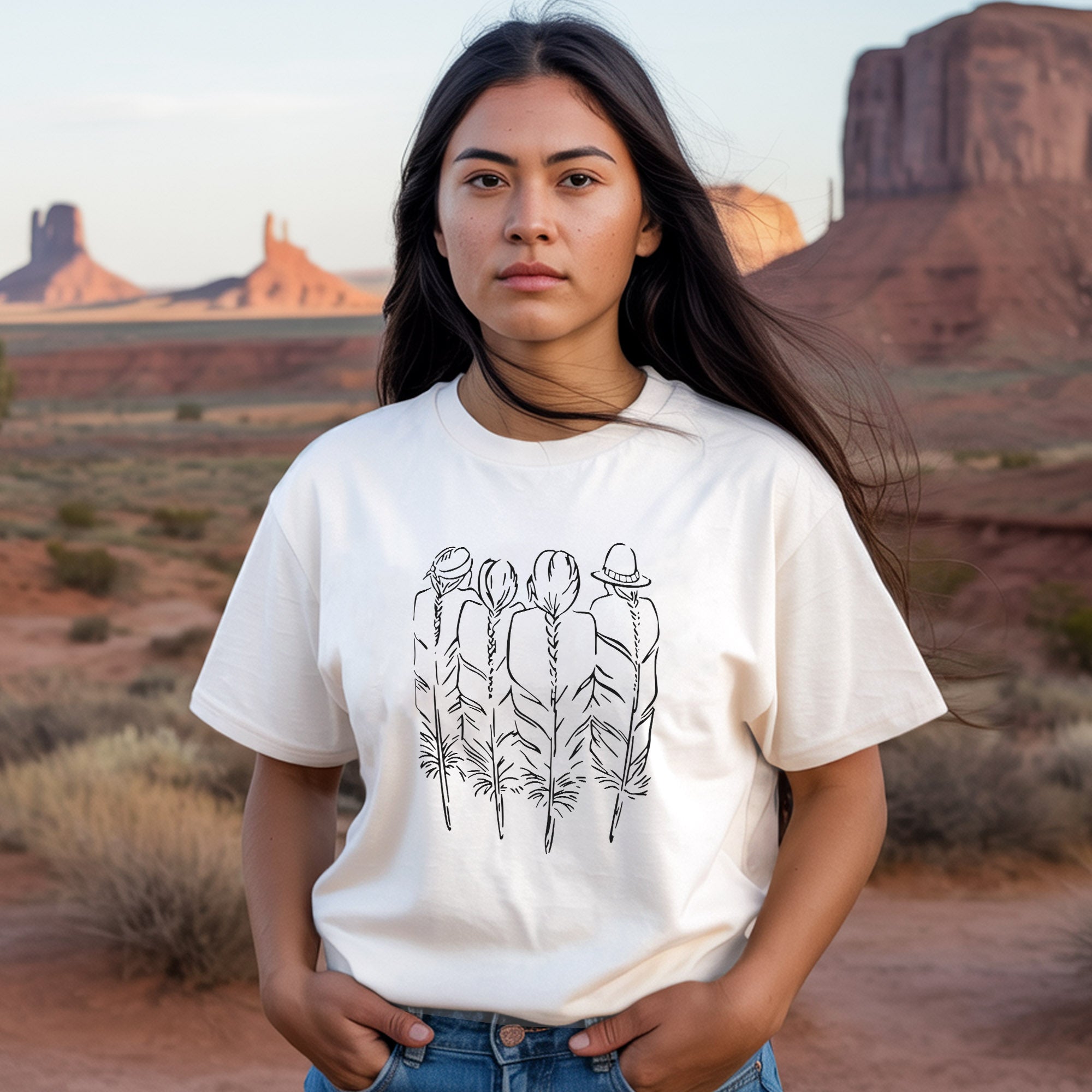 Every Child Matters Indigenous Braids & Feathers Unisex T-Shirt/Hoodie/Sweatshirt