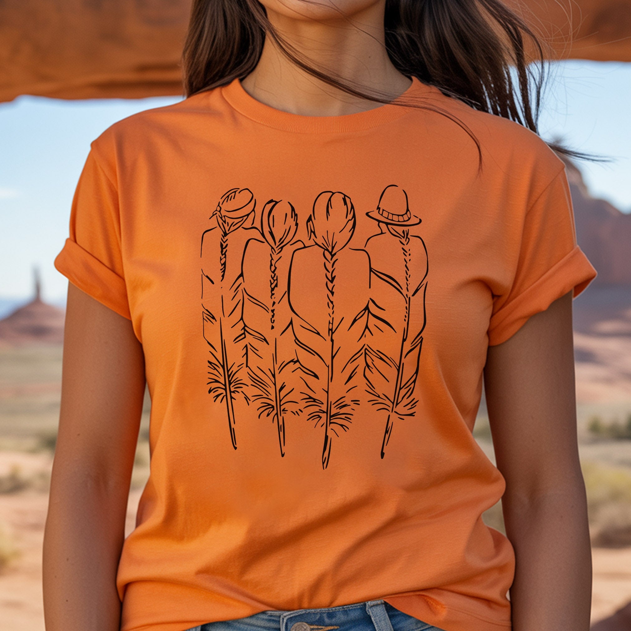 Every Child Matters Indigenous Braids & Feathers Unisex T-Shirt/Hoodie/Sweatshirt