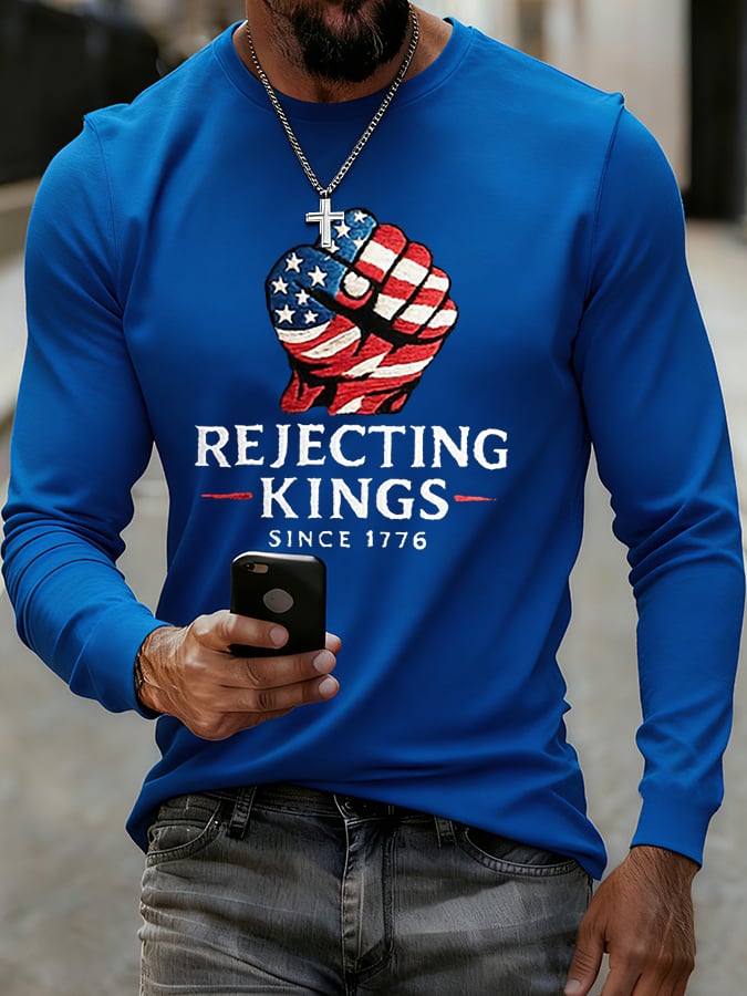 Men'S “Rejecting Kings Since 1776” Print Casual T-Shirt