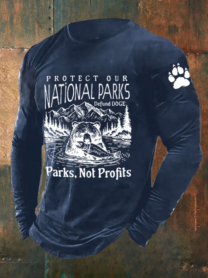 Men's Protect Our National Parks Print Long Sleeve Top
