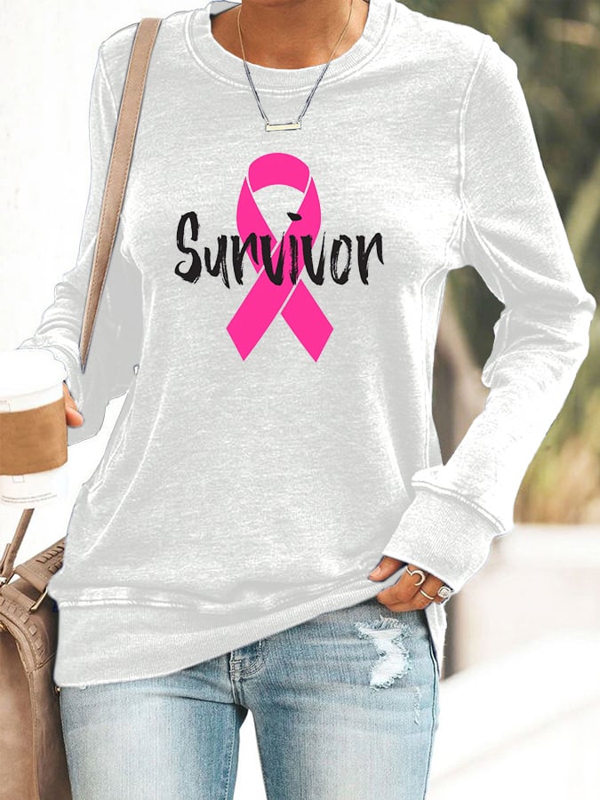 Women's Breast Cancer Survivor Crew Neck Sweatshirt