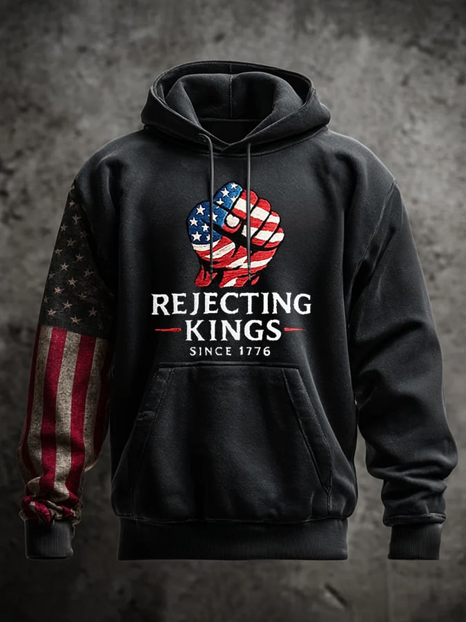Men's “Rejecting Kings Since 1776” Print Long Sleeve Hoodie