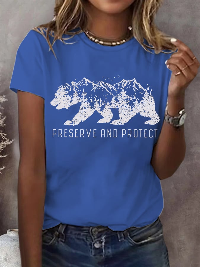 Women's Preserve And Protect Print Round Neck T-Shirt