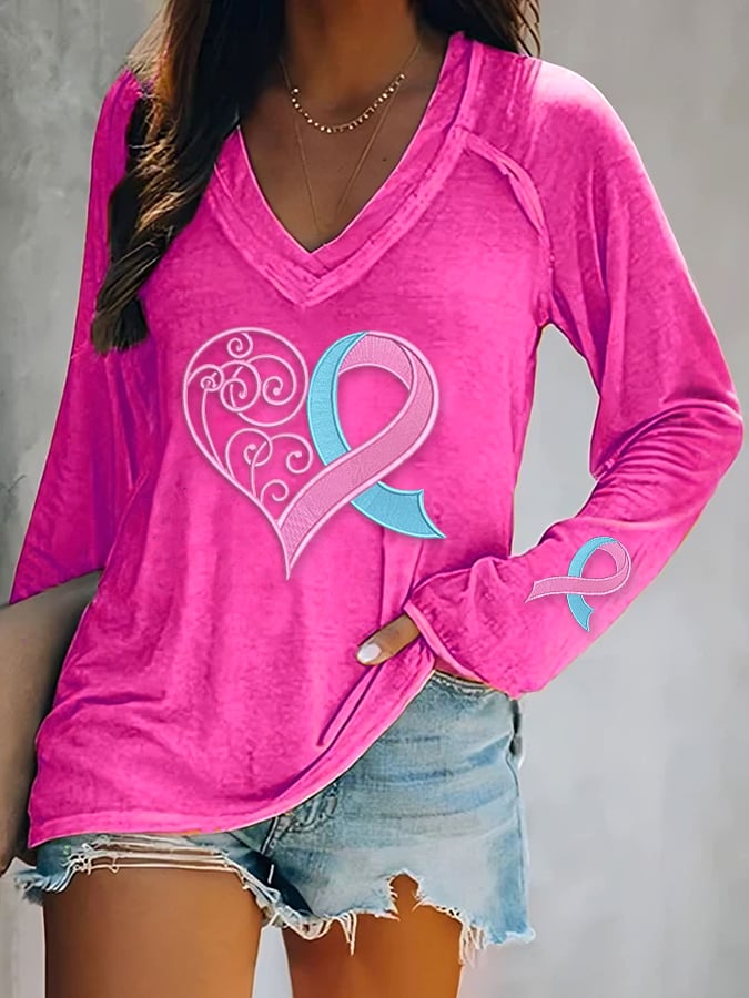 Women's Pink Breast Cancer Love Long Sleeve T-Shirt