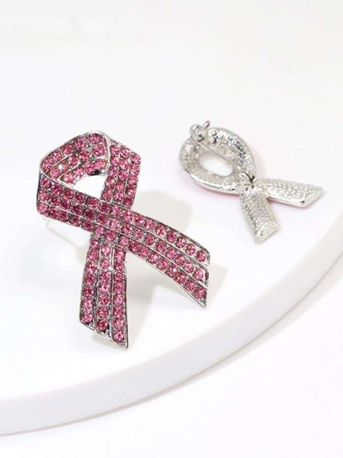 Women's Diamond Pink Ribbon Breast Prevention and Treatment Promotion Sign Care Breast Cancer Breast Needle