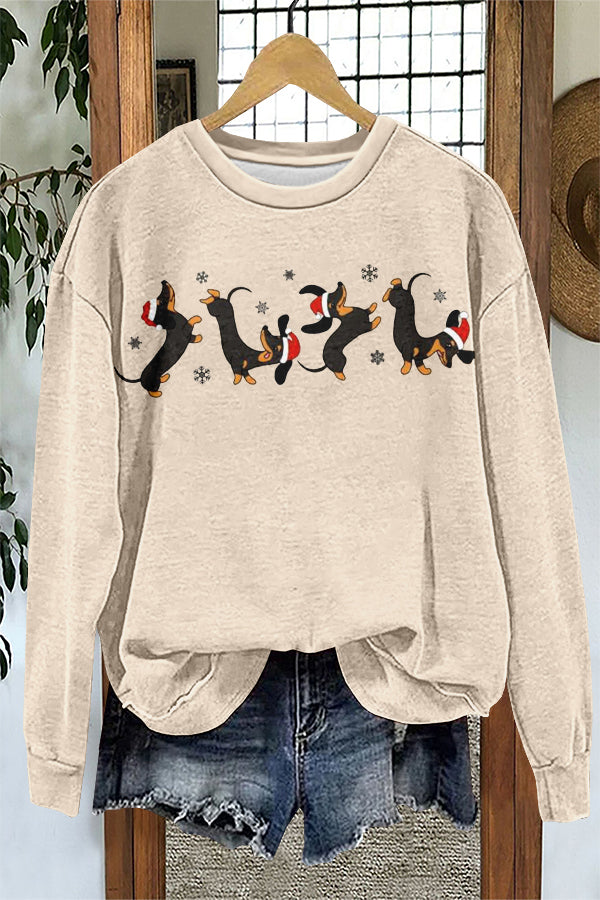Christmas Dachshund Print Sweatshirt