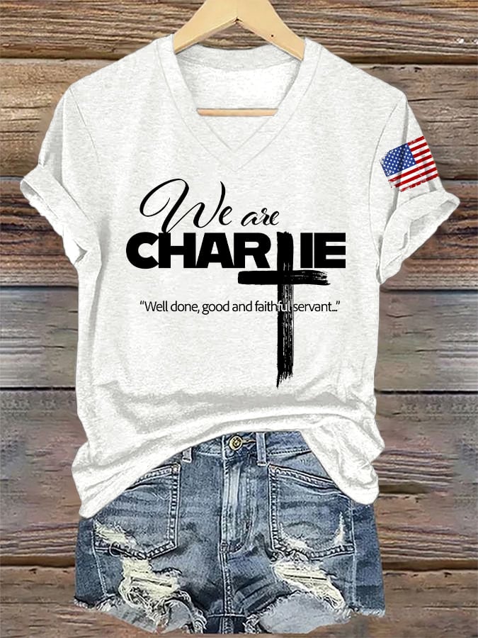 V-Neck Retro Well Done, Good And Faithful Servant Print T-Shirt