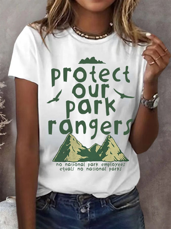 Women's Protect Our Park Rangers Print Round Neck T-Shirt