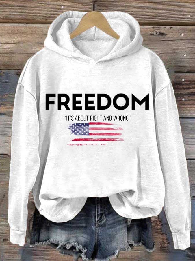 Women's Freedom Print Casual Hoodie Sweatshirt