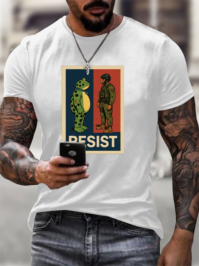 Men's FDT Portland Frog Protest Rage Against The Machine Print T-Shirt