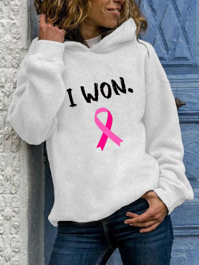 Women's Breast Cancer Survivor Casual Long Sleeve Hoodie