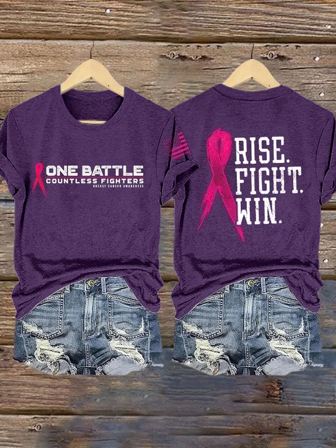 Women'S Breast Cancer Print Short Sleeve T-Shirt