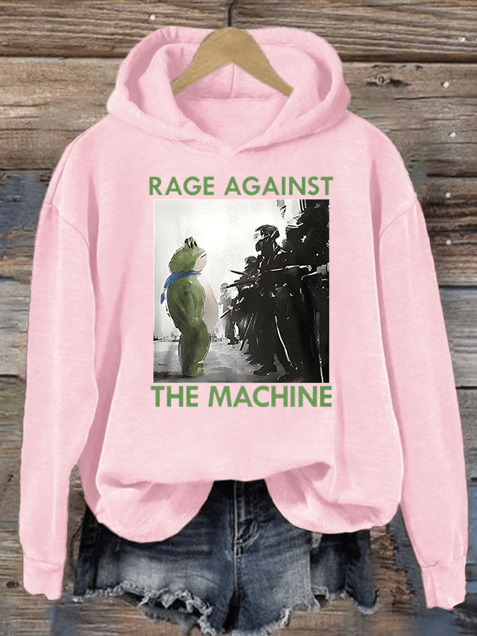 Women's Frog Resistance Print Casual Hoodie
