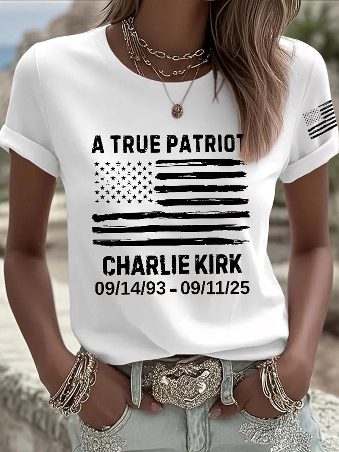 Women's Retro A True Patriot Print T-Shirt