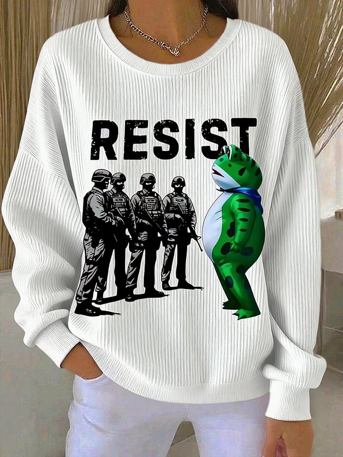 Women's Resist Frog Print Casual Sweatshirt