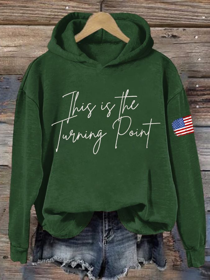 Retro This Is The Turning Point Print Hoodie