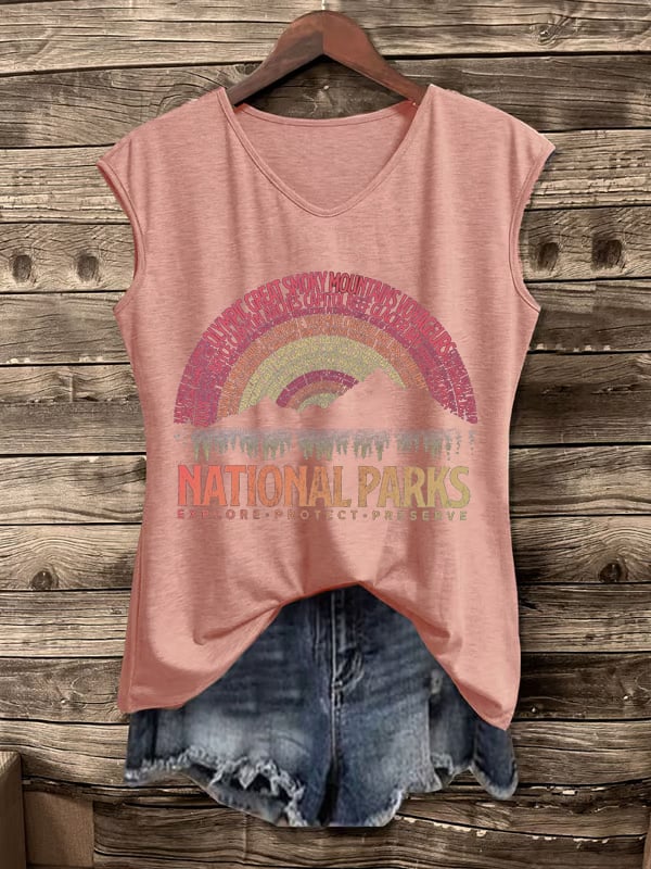 Women's Hotspots 63 National Parks Explore, Protect, And Preserve Print Casual Vest