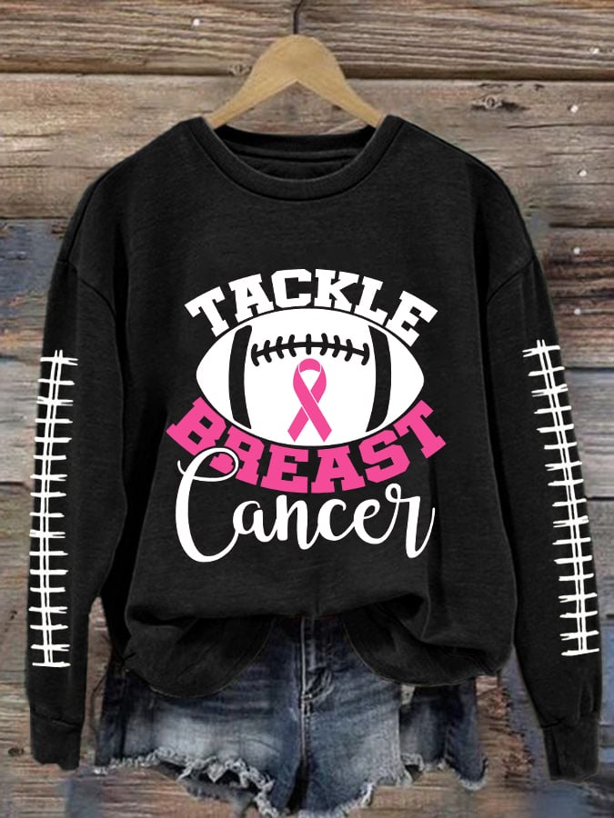 Women's Breast Cancer Awareness Print Casual Sweatshirt