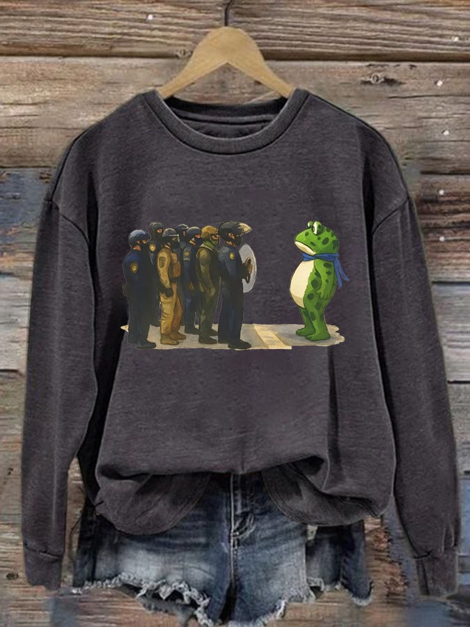 Women's Portland Frog Print Casual Sweatshirt