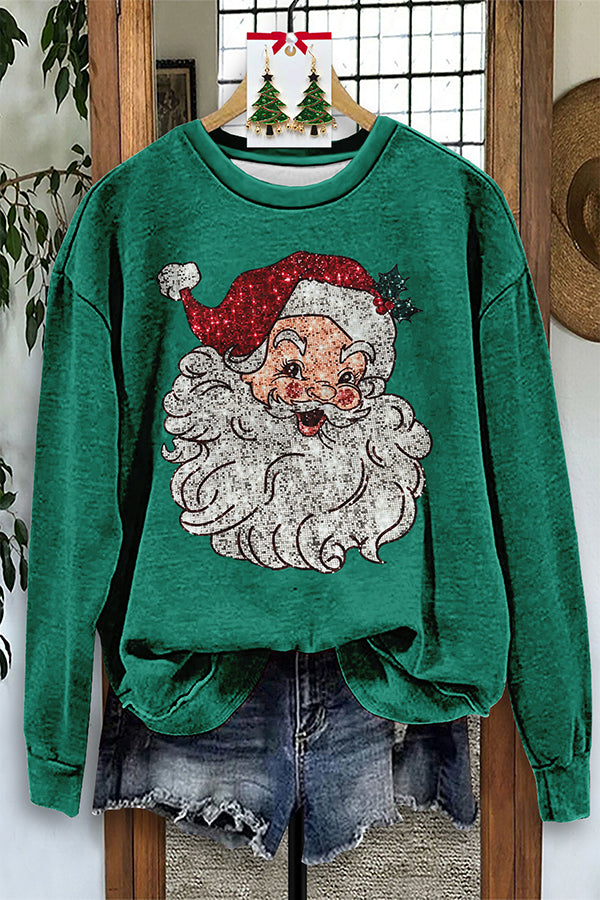 Shiny Santa Claus Sequin Print Sweatshirt