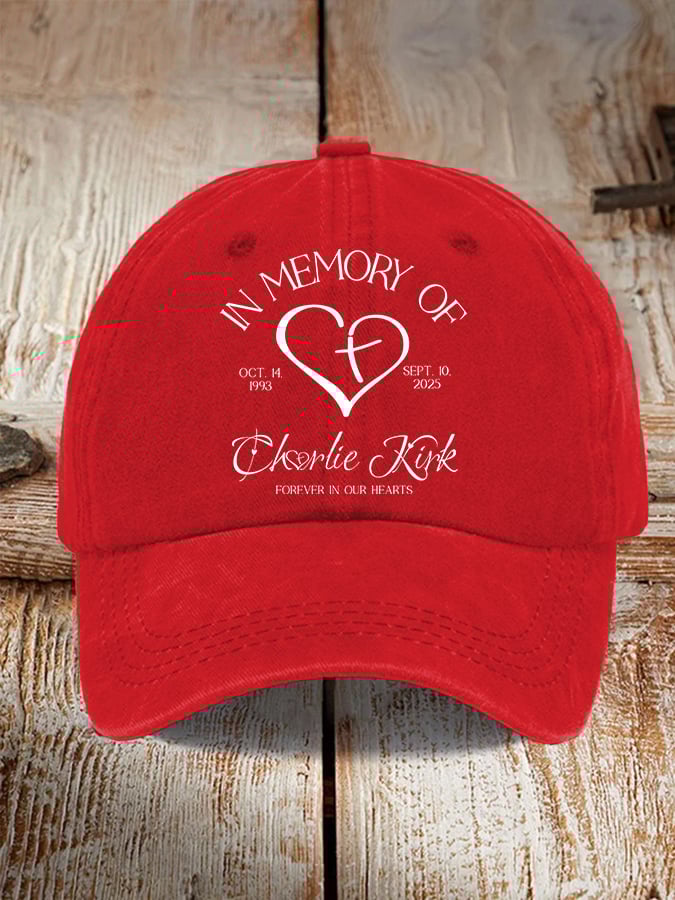 Retro Forever In Our Hearts Print Baseball Cap