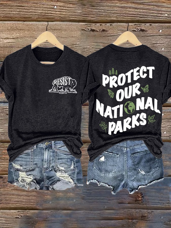 Women's Protect Our National Parks Printed Short-Sleeved T-Shirt