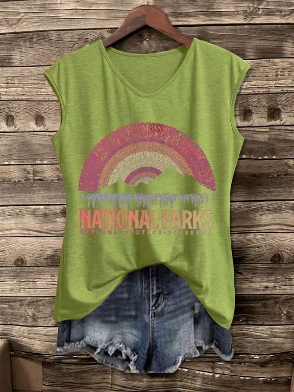 Women's Hotspots 63 National Parks Explore, Protect, And Preserve Print Casual Vest