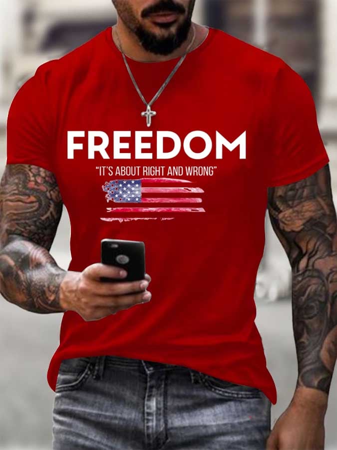 Men's Freedom Flag Print T-Shirt