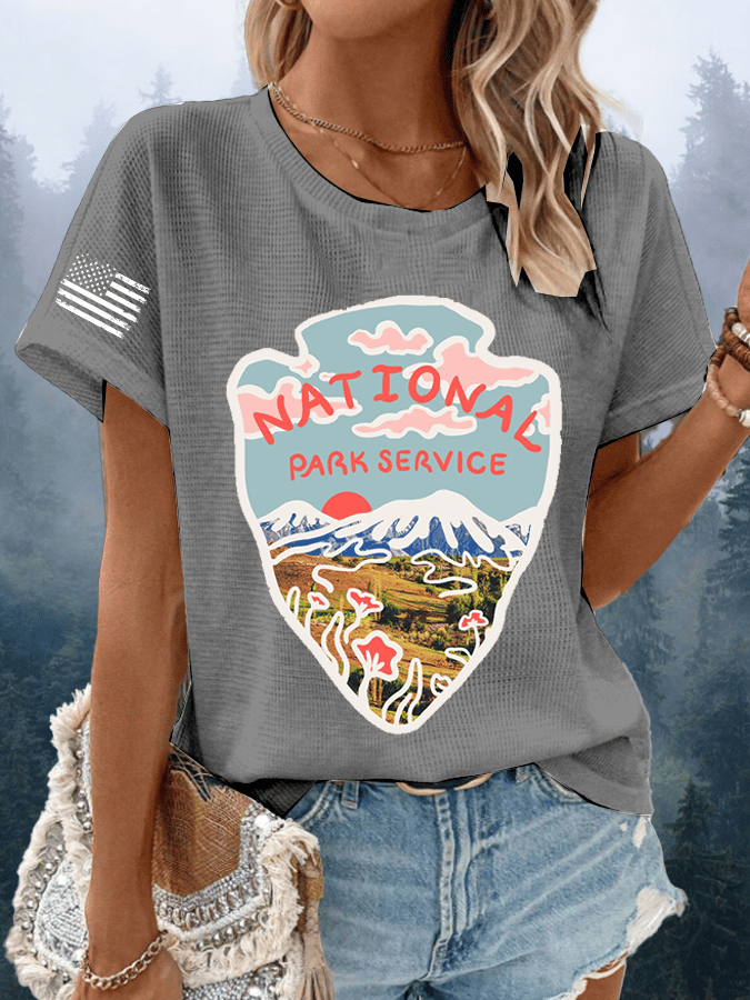 Women's National Park Service Waffle Crew Neck T-Shirt