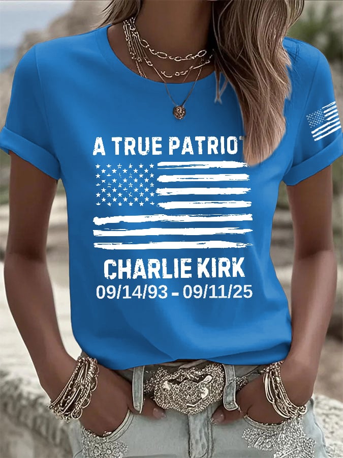 Women's Retro A True Patriot Print T-Shirt