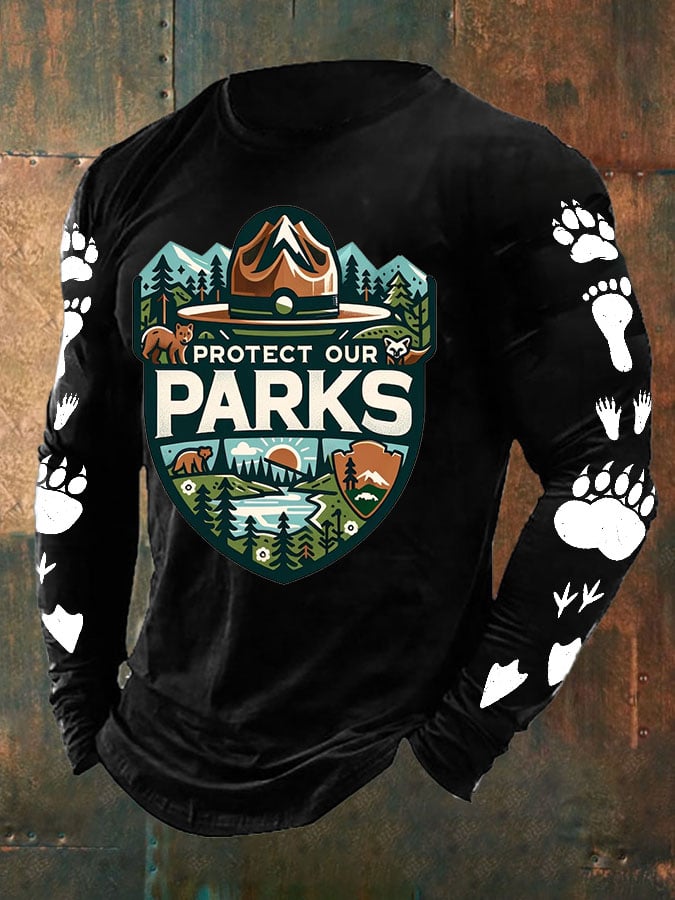 Men's Protect Our National Parks Print Long Sleeve Top