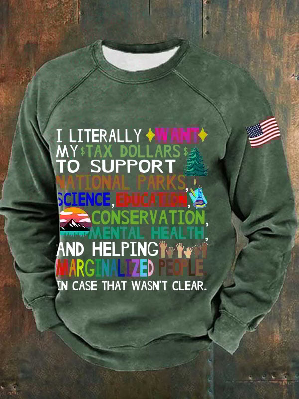 Man's Support Our National Parks Print Casual Sweatershirt