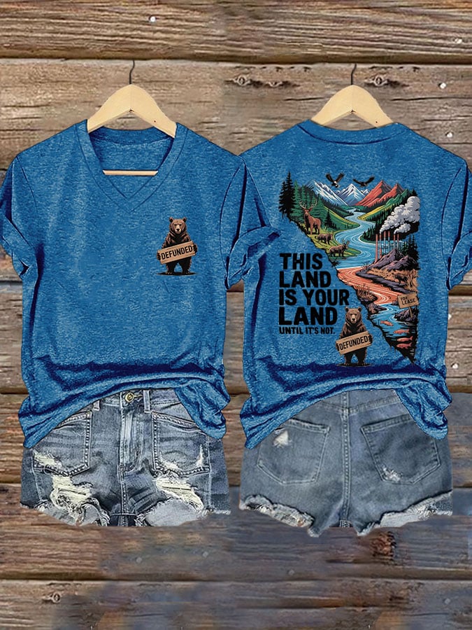 Women's This Land Is Your Land Until It's Not Printed T-shirt
