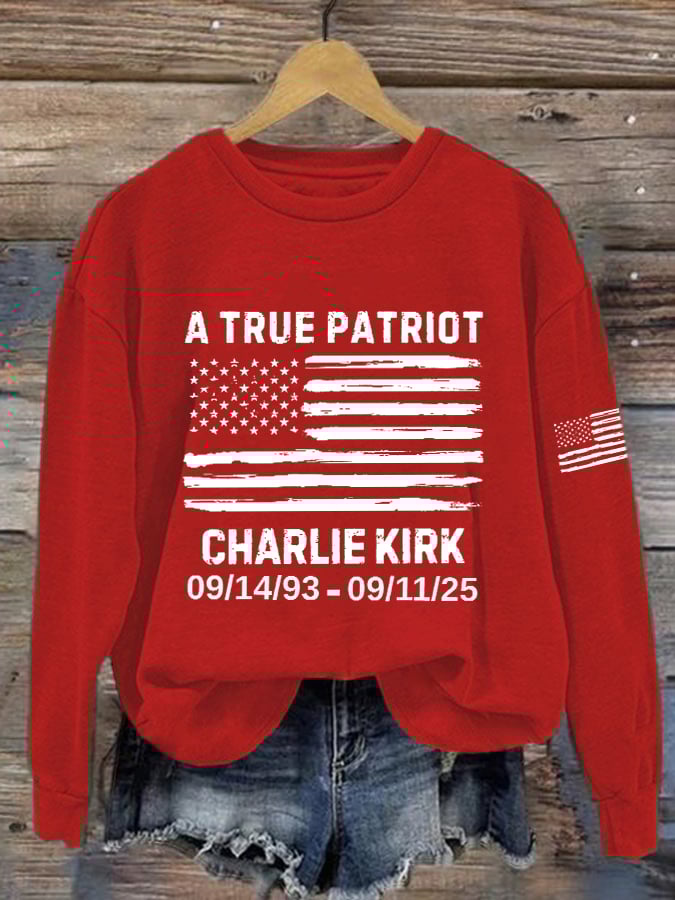 Women's Retro A True Patriot Print Sweatshirt