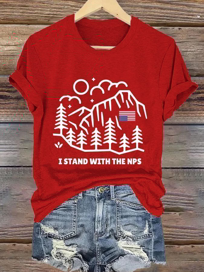 Retro I Stand With The NPS National Park Support Print T-Shirt