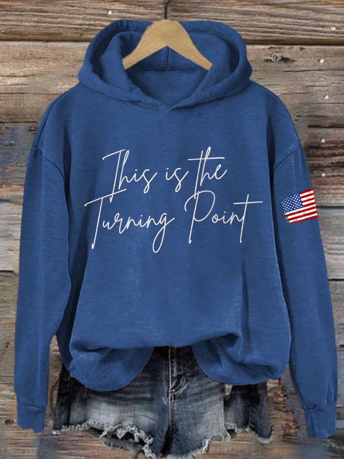 Retro This Is The Turning Point Print Hoodie